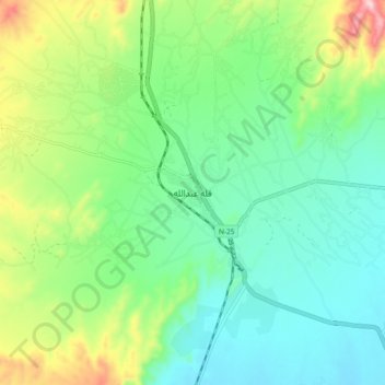 Mapa topográfico Qilla Abdullah, altitude, relevo