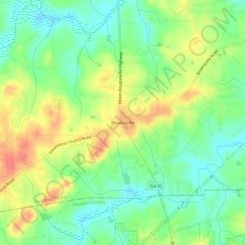 Mapa topográfico Brownsville, altitude, relevo
