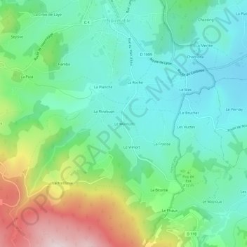 Mapa topográfico Le Montcel, altitude, relevo