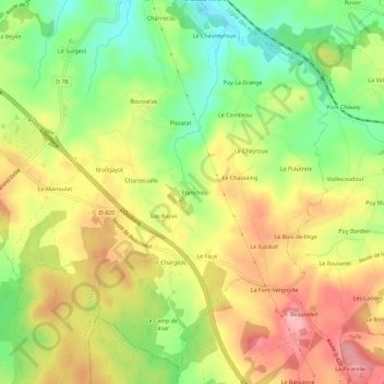 Mapa topográfico L'Etanchou, altitude, relevo