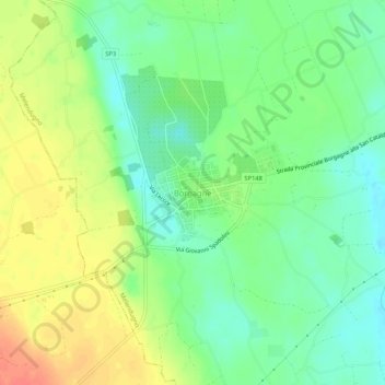 Mapa topográfico Borgagne, altitude, relevo