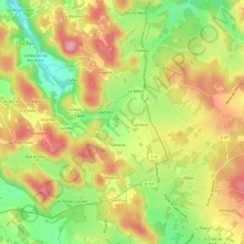 Mapa topográfico Manobre, altitude, relevo