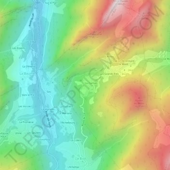 Mapa topográfico Les Rosets, altitude, relevo