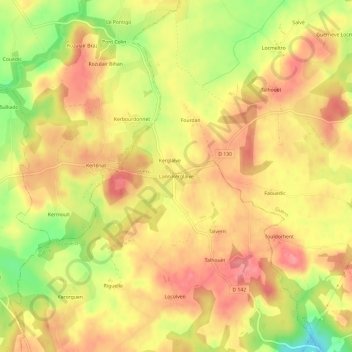 Mapa topográfico Lann Kerglaive, altitude, relevo