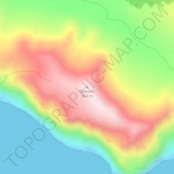 Mapa topográfico Oreshek, altitude, relevo