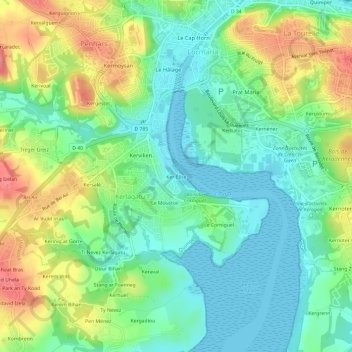 Mapa topográfico Ker Élise, altitude, relevo