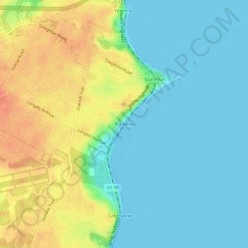 Mapa topográfico Bohemia, altitude, relevo