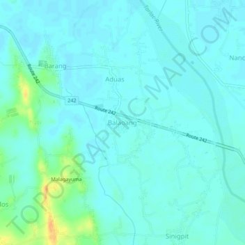 Mapa topográfico Balaoang, altitude, relevo