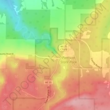 Mapa topográfico Big Manitou Falls, altitude, relevo