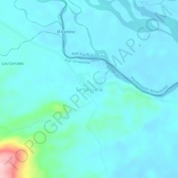Mapa topográfico Santa Lucía, altitude, relevo