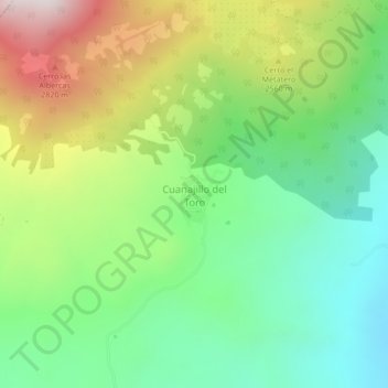 Mapa topográfico Cuanajillo del Toro, altitude, relevo