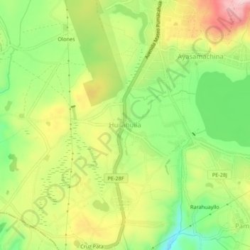 Mapa topográfico Huilahuila, altitude, relevo