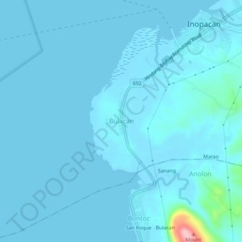 Mapa topográfico Bulacan, altitude, relevo