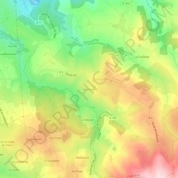 Mapa topográfico Les Escots, altitude, relevo