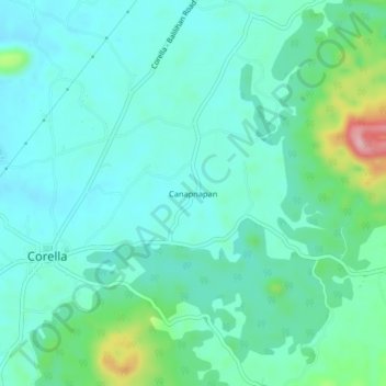 Mapa topográfico Canapnapan, altitude, relevo