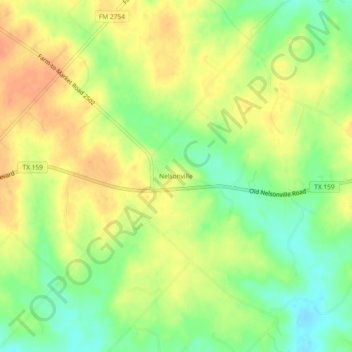 Mapa topográfico Nelsonville, altitude, relevo
