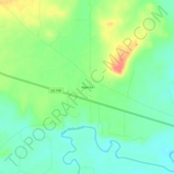 Mapa topográfico Algerita, altitude, relevo
