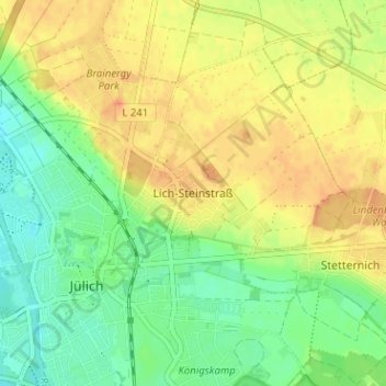 Mapa topográfico Lich-Steinstraß, altitude, relevo