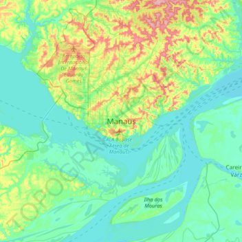 Mapa topográfico Manaus, altitude, relevo