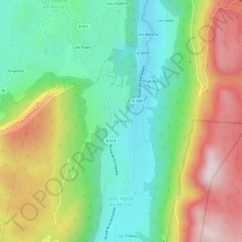 Mapa topográfico Les Trucs, altitude, relevo