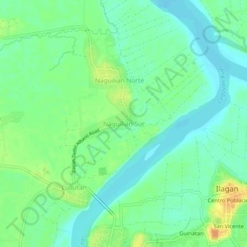 Mapa topográfico Naguilian Sur, altitude, relevo