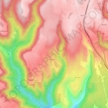 Mapa topográfico Larquinel, altitude, relevo