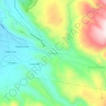 Mapa topográfico Pocoata, altitude, relevo