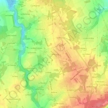 Mapa topográfico Trébéfour, altitude, relevo