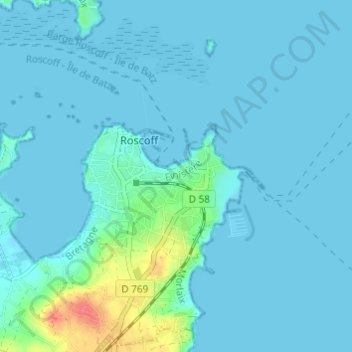 Mapa topográfico Keradraon, altitude, relevo