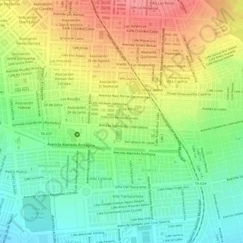 Mapa topográfico 38, altitude, relevo
