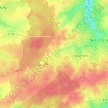 Mapa topográfico La Charnould, altitude, relevo