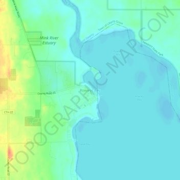 Mapa topográfico Rowleys Bay, altitude, relevo