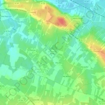 Mapa topográfico La Croix des Sables, altitude, relevo