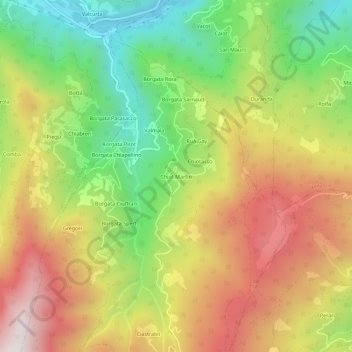 Mapa topográfico Chiot Martin, altitude, relevo