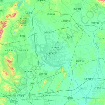 Mapa topográfico Qian'an, altitude, relevo