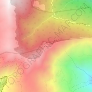 Mapa topográfico Chatakpur, altitude, relevo