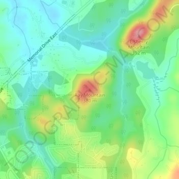 Mapa topográfico Ray Mountain, altitude, relevo