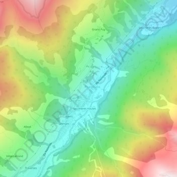 Mapa topográfico La Ruà, altitude, relevo
