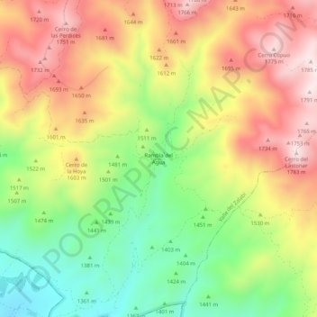 Mapa topográfico Rambla del Agua, altitude, relevo