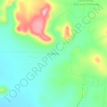 Mapa topográfico Boquillas, altitude, relevo