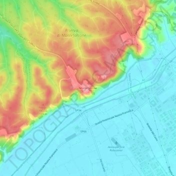 Mapa topográfico Montefalcone, altitude, relevo