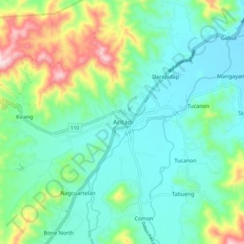 Mapa topográfico Aritao, altitude, relevo