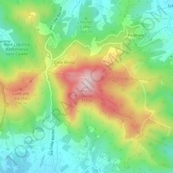 Mapa topográfico Monte Orello, altitude, relevo