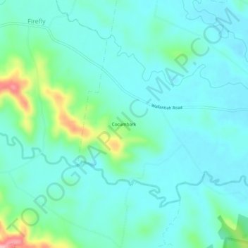 Mapa topográfico Cocumbark, altitude, relevo