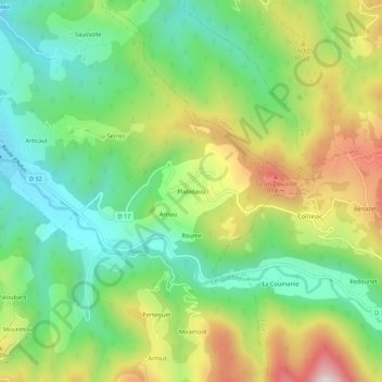 Mapa topográfico Plabidaou, altitude, relevo