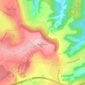 Mapa topográfico Mottenberg, altitude, relevo