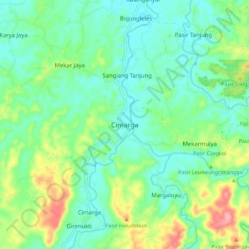 Mapa topográfico Cimarga, altitude, relevo