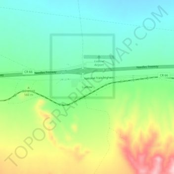 Mapa topográfico Ludlow, altitude, relevo