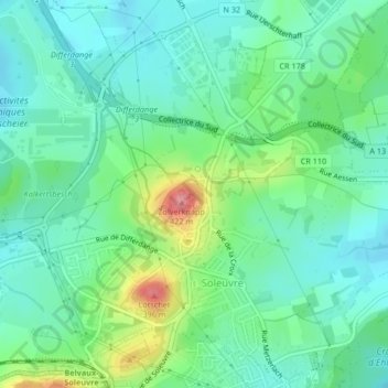 Mapa topográfico Zolwerknapp, altitude, relevo
