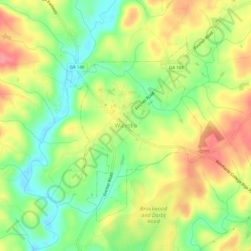 Mapa topográfico Waleska, altitude, relevo